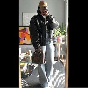 SOLD -FACCONABLE - Vintage Lambskin Leather Bomber/Flight - Jacket/Coat